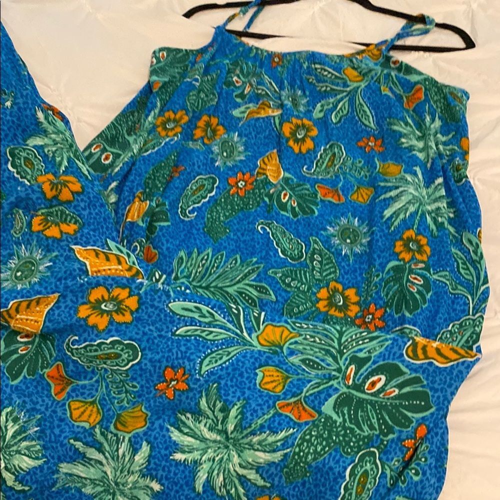 Japna Blue Floral Maxi Sundress Coverup L